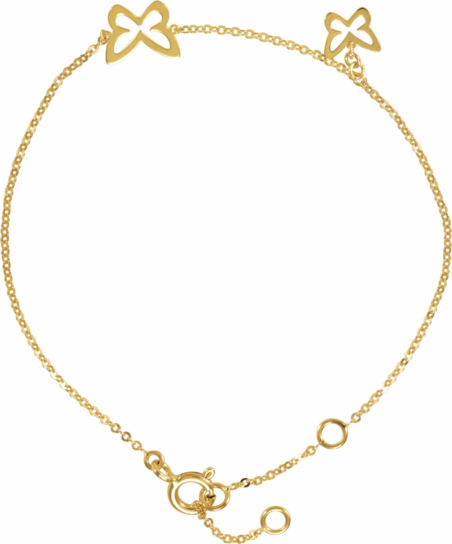 14K Yellow Butterfly Design 7 Bracelet