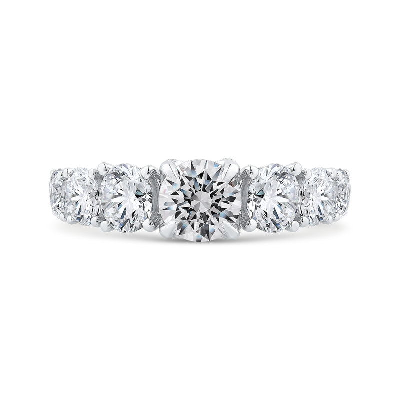 Shah Luxury 14K White Gold Round Cut Diamond Engagement Ring (Semi-Mount)