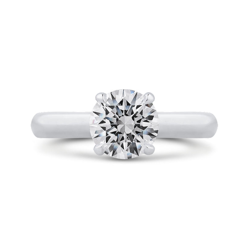 Shah Luxury 14K White Gold Round Diamond Engagement Ring (Semi-Mount)