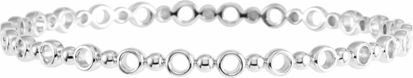 14K White 4.4 mm Geometric Bangle 7 Bracelet