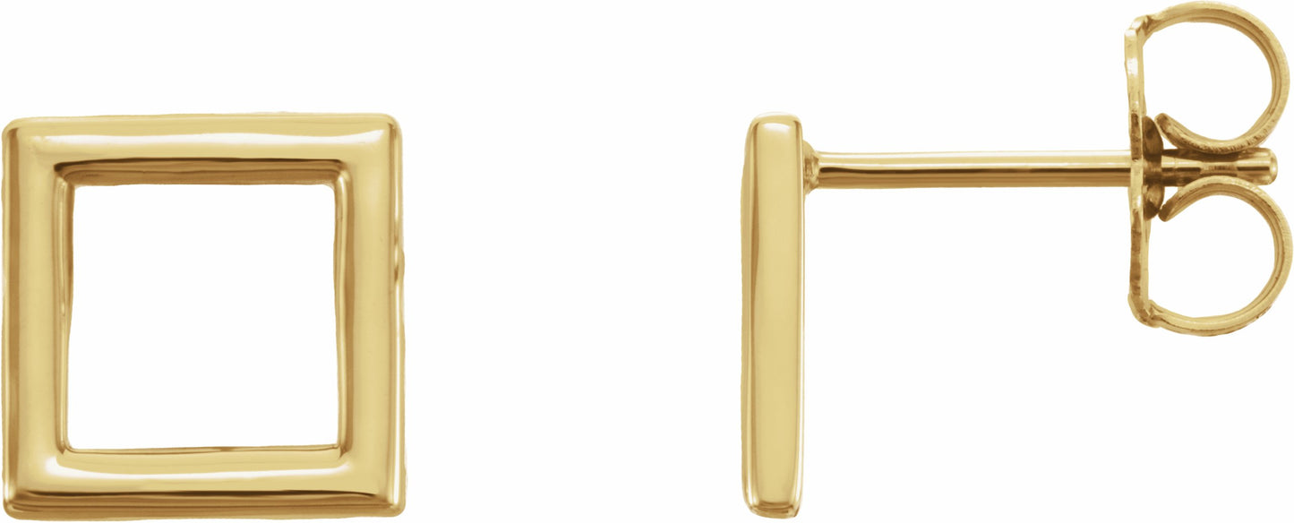 14K Yellow Square Earrings