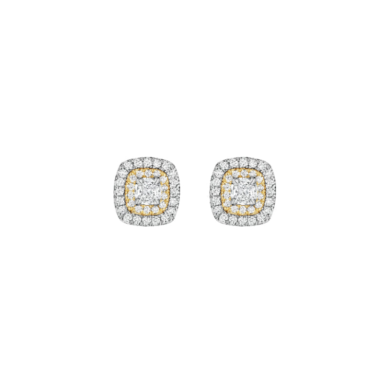 Henri Daussi Yellow Platinum Diamond Stud Earrings