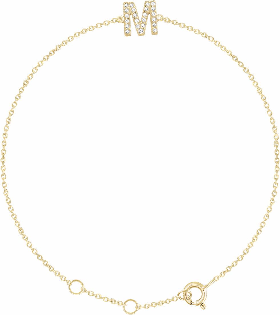14K Yellow .07 CTW Diamond Initial M 6-7 Bracelet