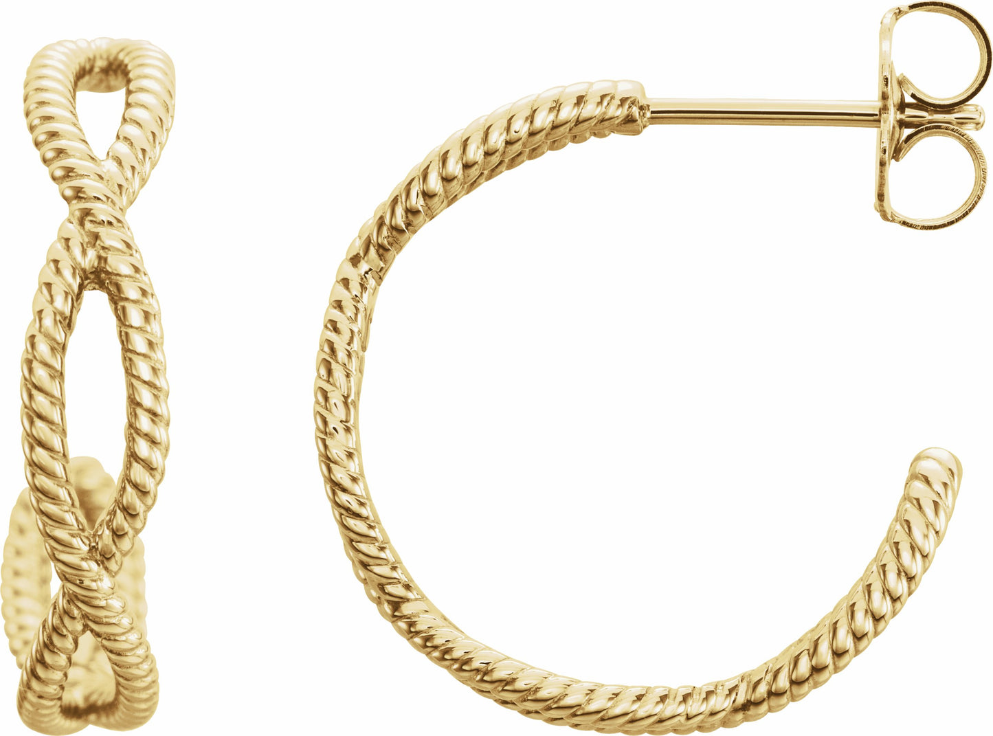 14K Yellow 17x3.6 mm Rope Hoop Earrings