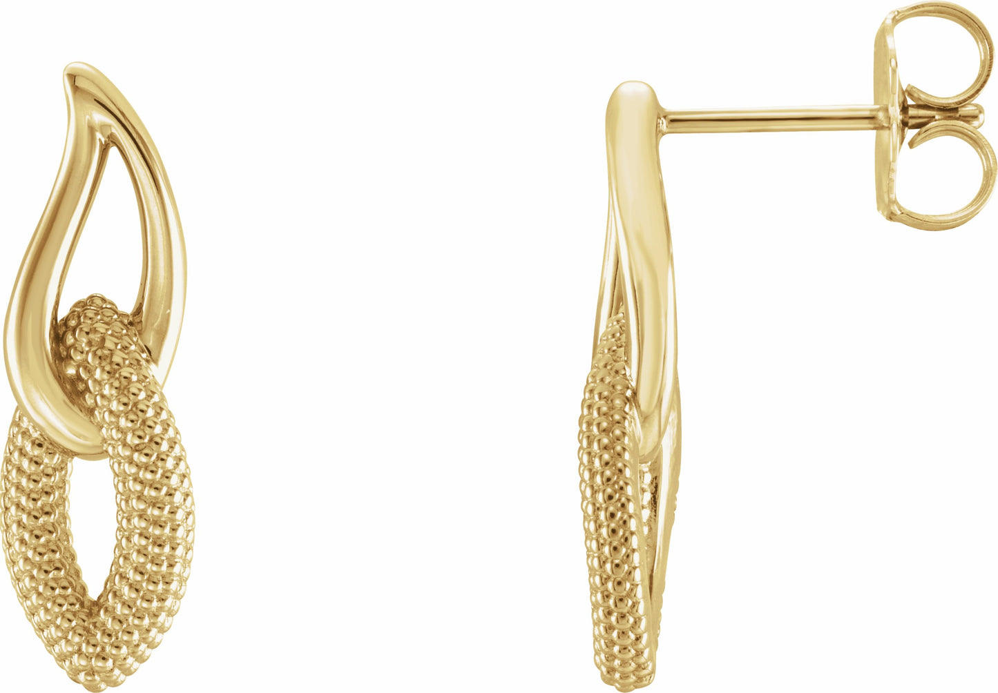 14K Yellow Beaded Drop Earrings