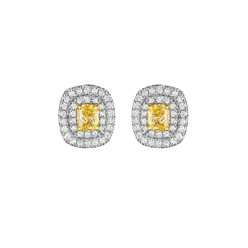 Henri Daussi 14k Yellow Gold Diamond Stud Earrings