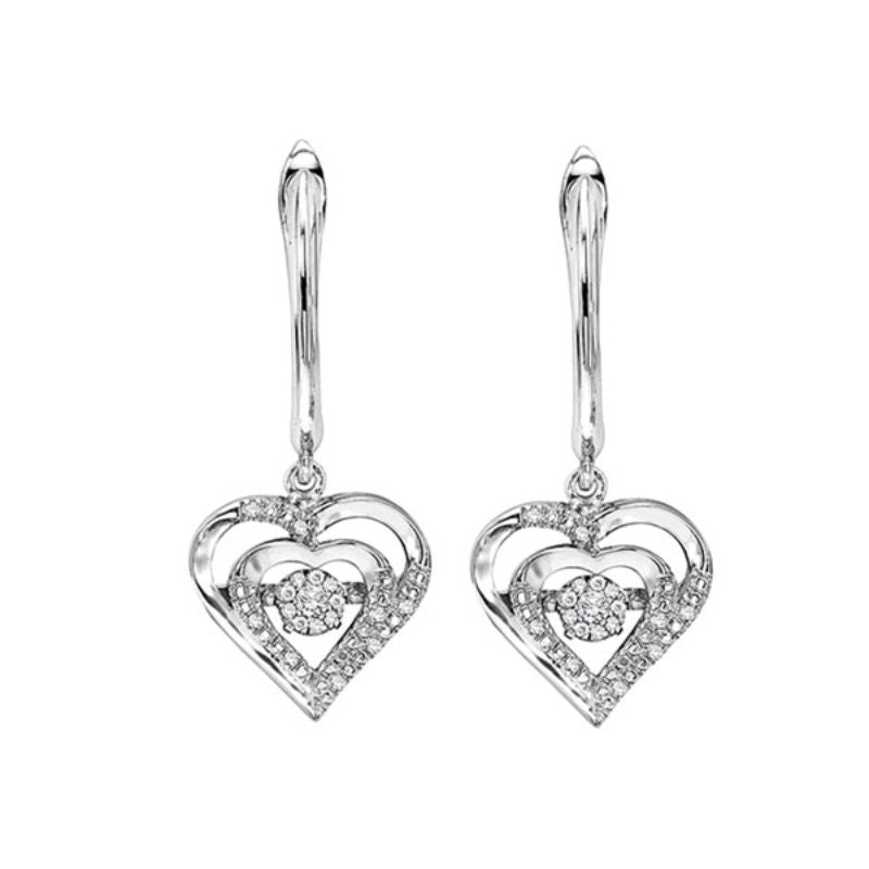 Gems One Silver (SLV 995) Diamond Rhythm Of Love Fashion Earrings - 1/10 ctw