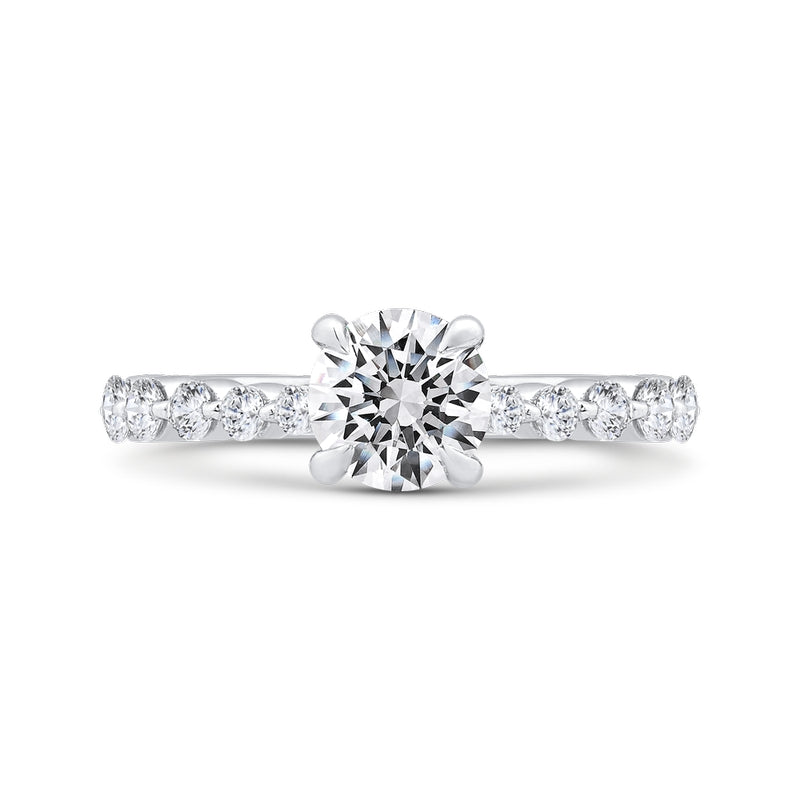 Shah Luxury 14K White Gold Round Cut Diamond 1/2 Run Engagement Ring (Semi-Mount)