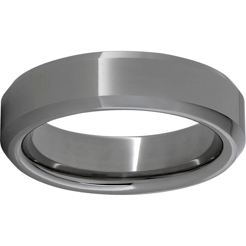 Rugged Tungsten 6mm Beveled Edge Polished Band