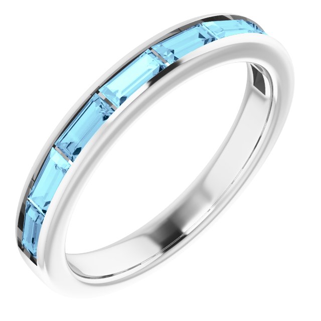 14K White Aquamarine Ring