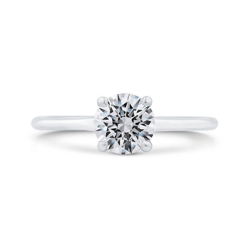 Shah Luxury 14K White Gold Diamond Engagement Ring with Plain Shank (Semi-Mount)