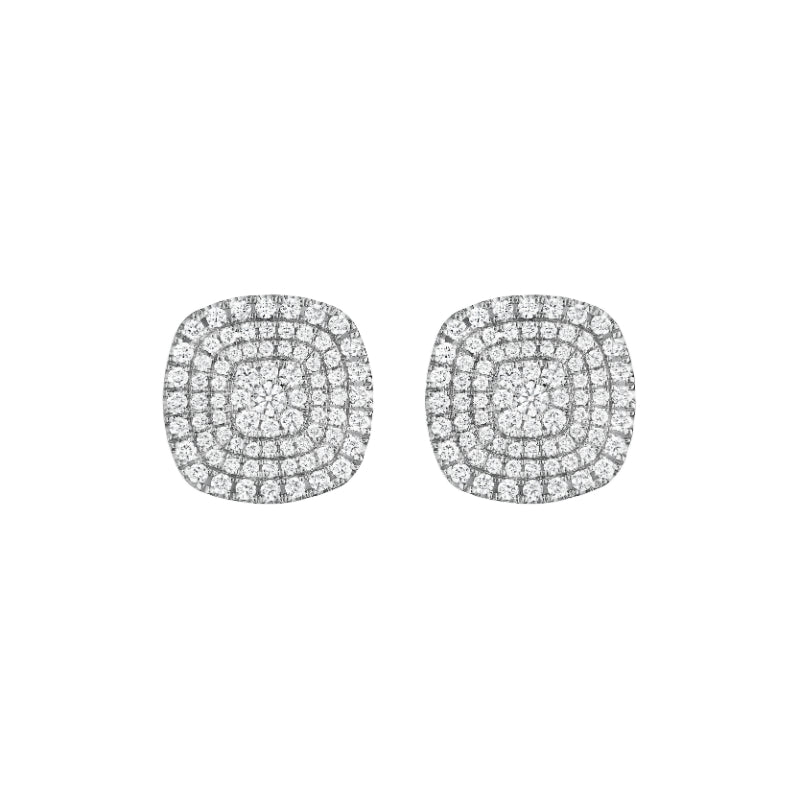 Henri Daussi 14k White Gold Diamond Stud Earrings