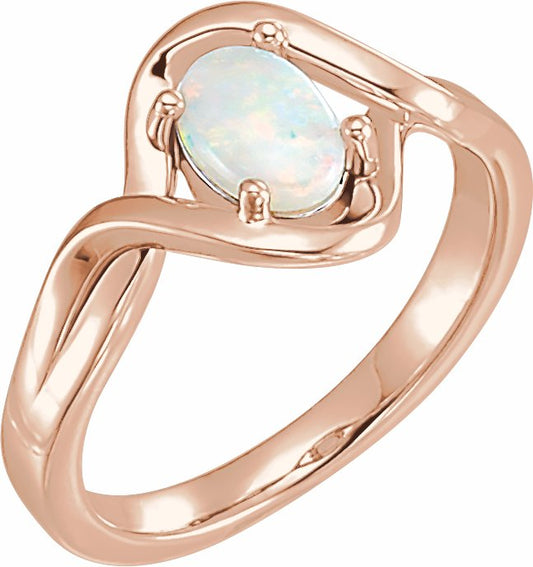 14K Rose Opal Freeform Ring