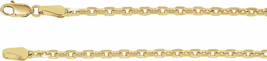 14K Yellow 2.5 mm Diamond-Cut Cable 7 Chain