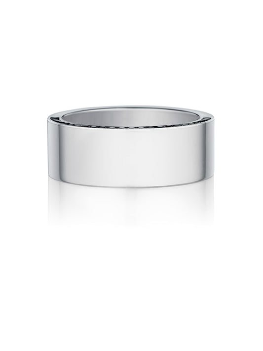 Henri Daussi 8mm Men's Wedding Band MB11 14k Gold White 0.40 Ctw.