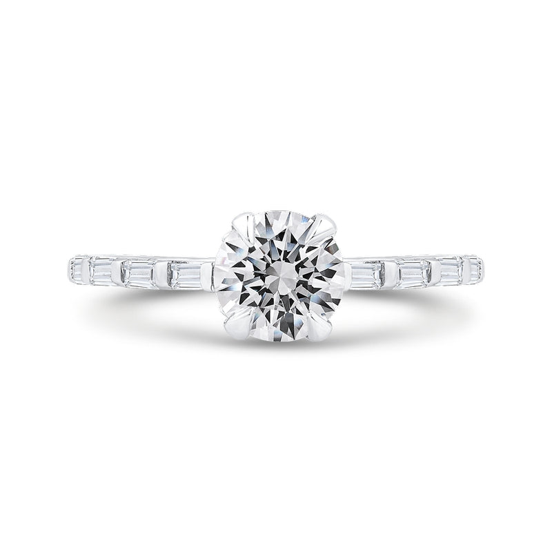 Shah Luxury 14K White Gold Round Cut Diamond Solitaire Plus Engagement Ring (Semi-Mount)