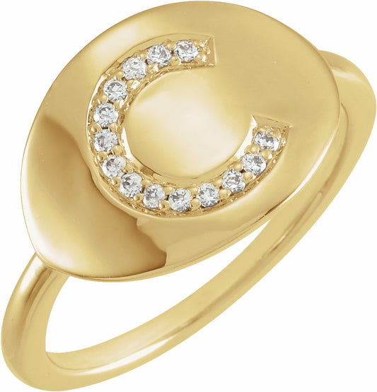 14K Yellow Initial C .08 CTW Diamond Ring