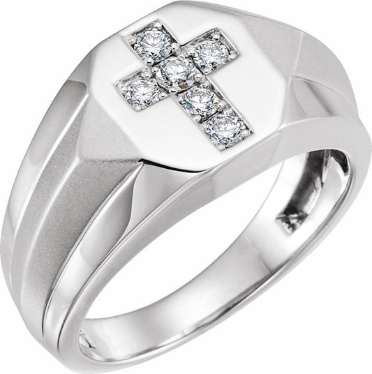 14K White 1/3 CTW Diamond Men's Ring