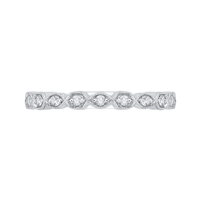 Shah Luxury 14K White Gold Round Diamond Wedding Band