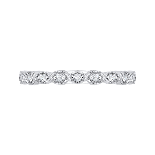 Shah Luxury 14K White Gold Round Diamond Wedding Band