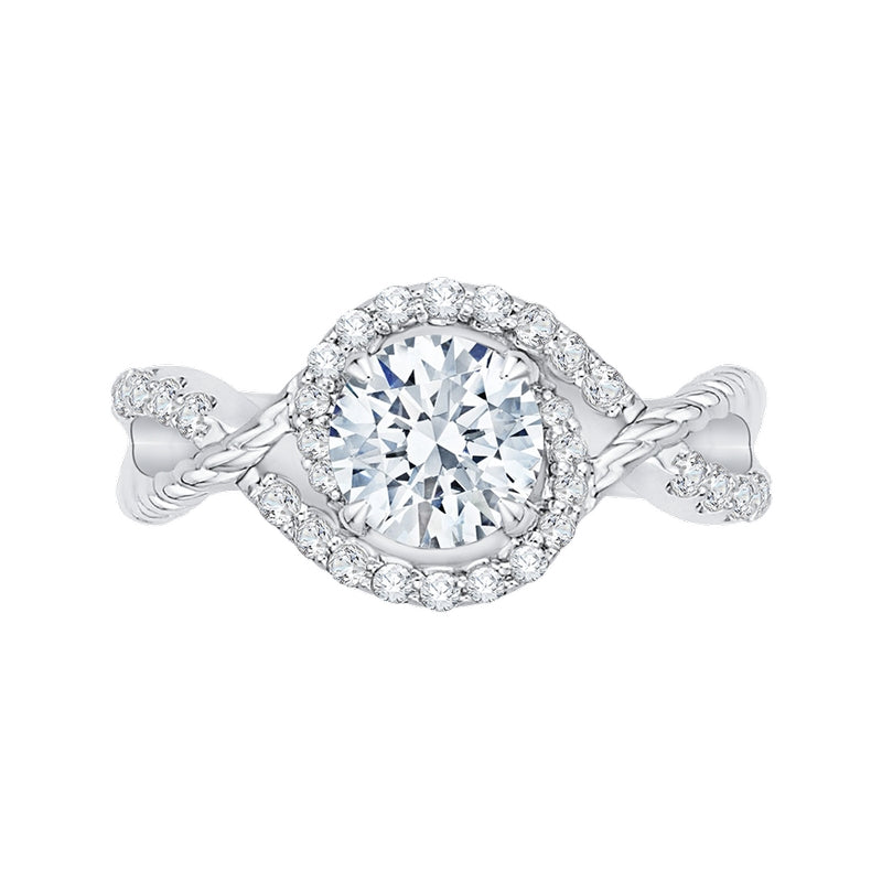 Shah Luxury 14K White Gold Round Diamond Engagement Ring (Semi-Mount)