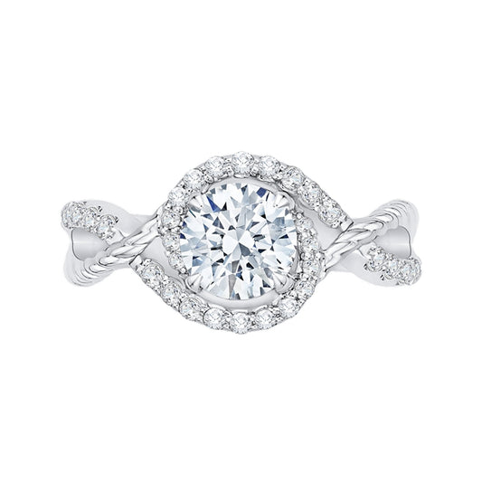 Shah Luxury 14K White Gold Round Diamond Engagement Ring (Semi-Mount)