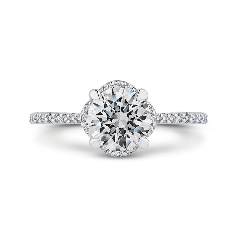 Shah Luxury 14K White Gold Round Diamond Engagement Ring (Semi-Mount)