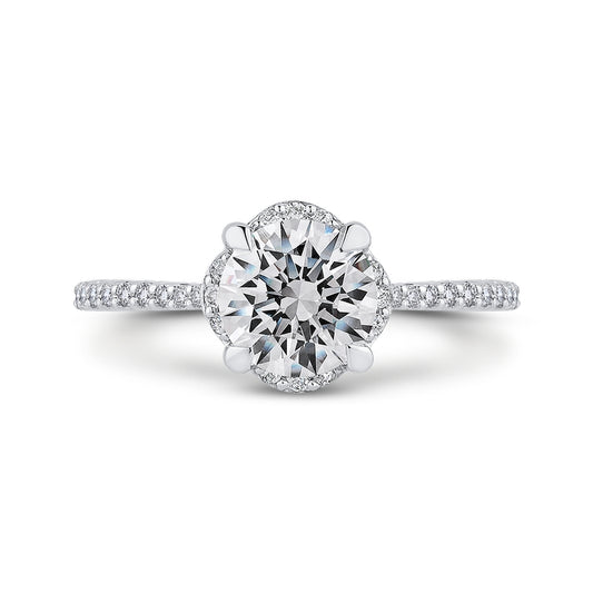 Shah Luxury 14K White Gold Round Diamond Engagement Ring (Semi-Mount)