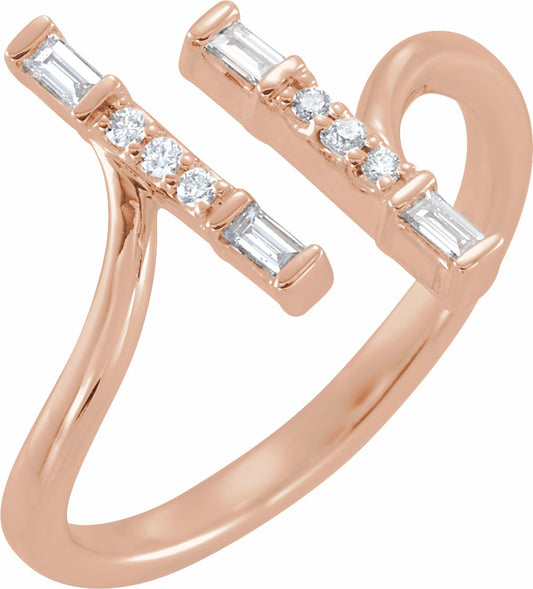 14K Rose 1/6 CTW Diamond Double Bar Ring