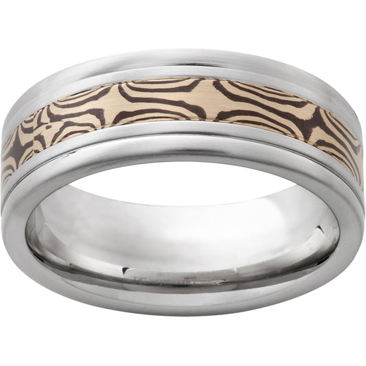 Serinium Pipe Cut Band with Mokume Gane Shakudo Inlay