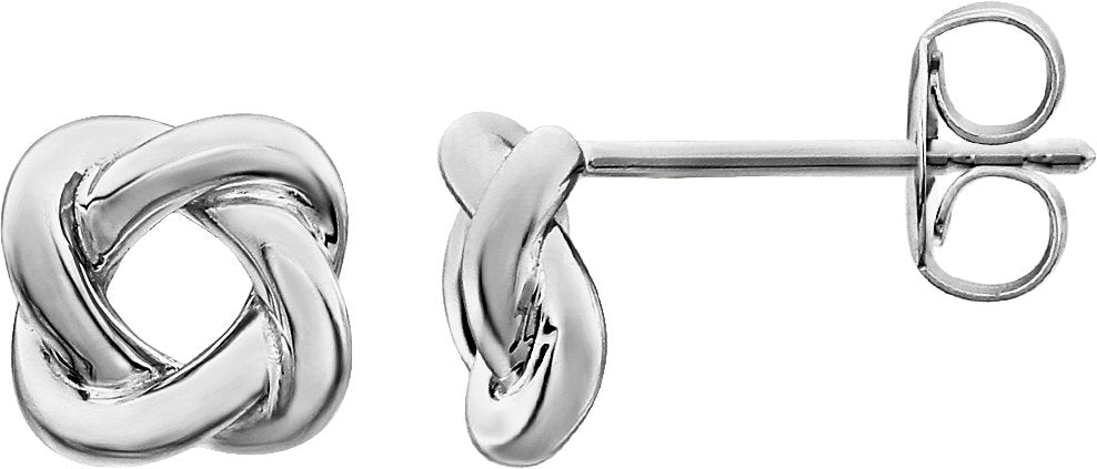 14K White 7x7 mm Knot Earrings