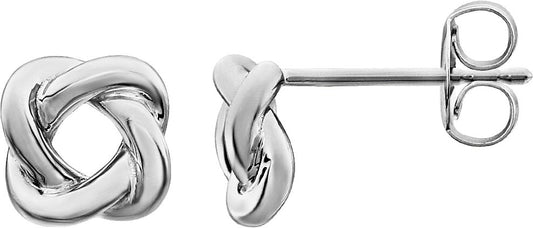 14K White 7x7 mm Knot Earrings