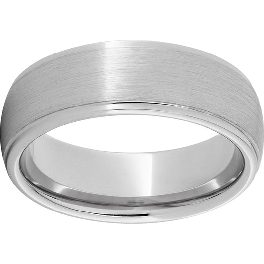 Serinium Domed Band with Grooved Edges and Satin Finish