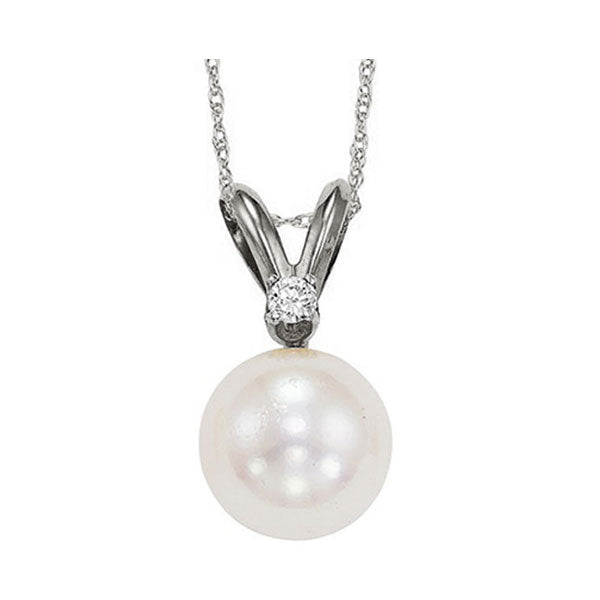 Gems One 14Kt White Gold Diamond (1/50Ctw) & Pearl (1/2 Ctw) Pendant