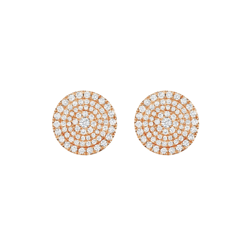 Henri Daussi 18k Rose Gold Diamond Stud Earrings