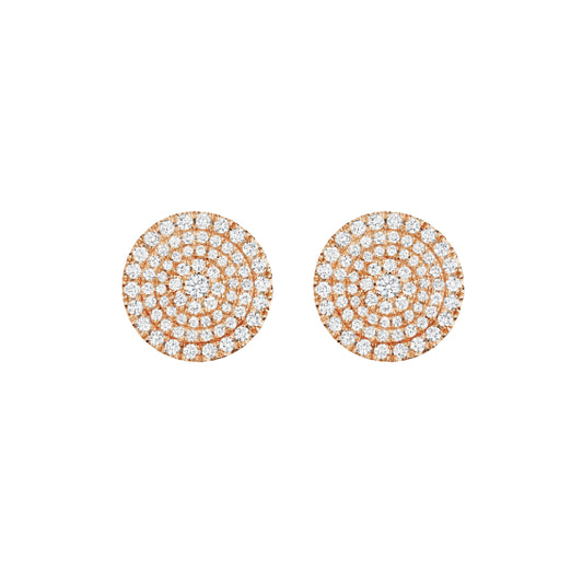 Henri Daussi 18k Rose Gold Diamond Stud Earrings