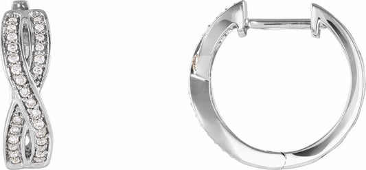 14K White 1/5 CTW Diamond Infinity-Inspired Hoop Earrings