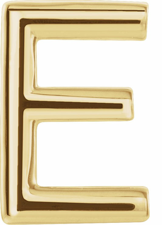 14K Yellow Single Initial E Earring