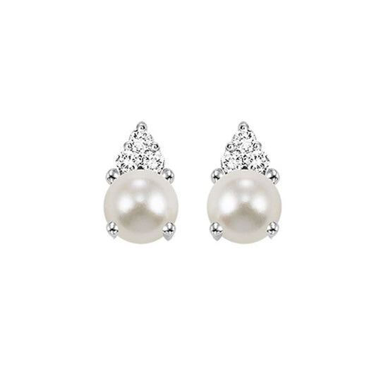 Gems One 10Kt White Gold Diamond (1/20Ctw) & Pearl (7/8 Ctw) Earring