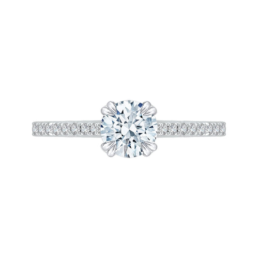 Shah Luxury Round Cut Diamond Engagement Ring In 14K Two-Tone Gold (Semi-Mount)