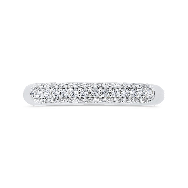 Shah Luxury 14K White Gold Three Row Diamond Wedding Band