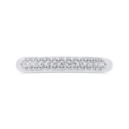 Shah Luxury 14K White Gold Three Row Diamond Wedding Band