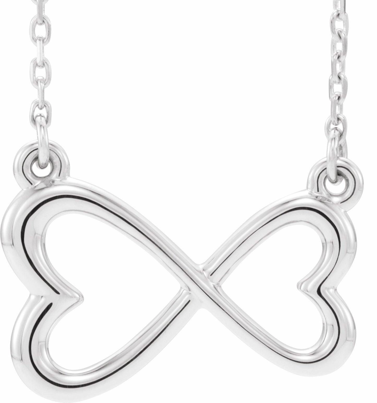 14K White Infinity-Inspired Heart 16-18 Necklace