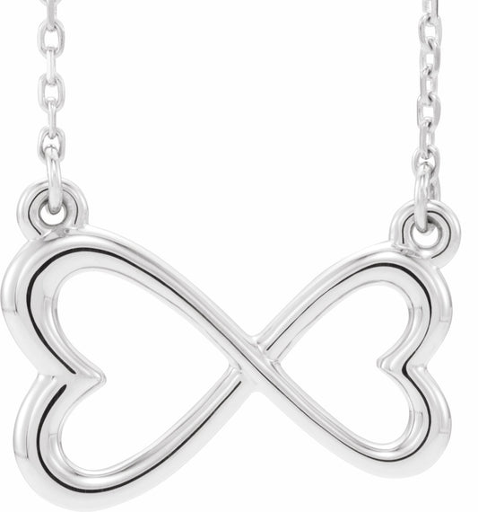 14K White Infinity-Inspired Heart 16-18 Necklace