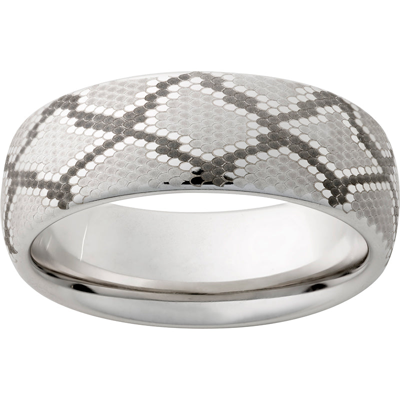 Serinium Domed Band with Snake Laser Engraving