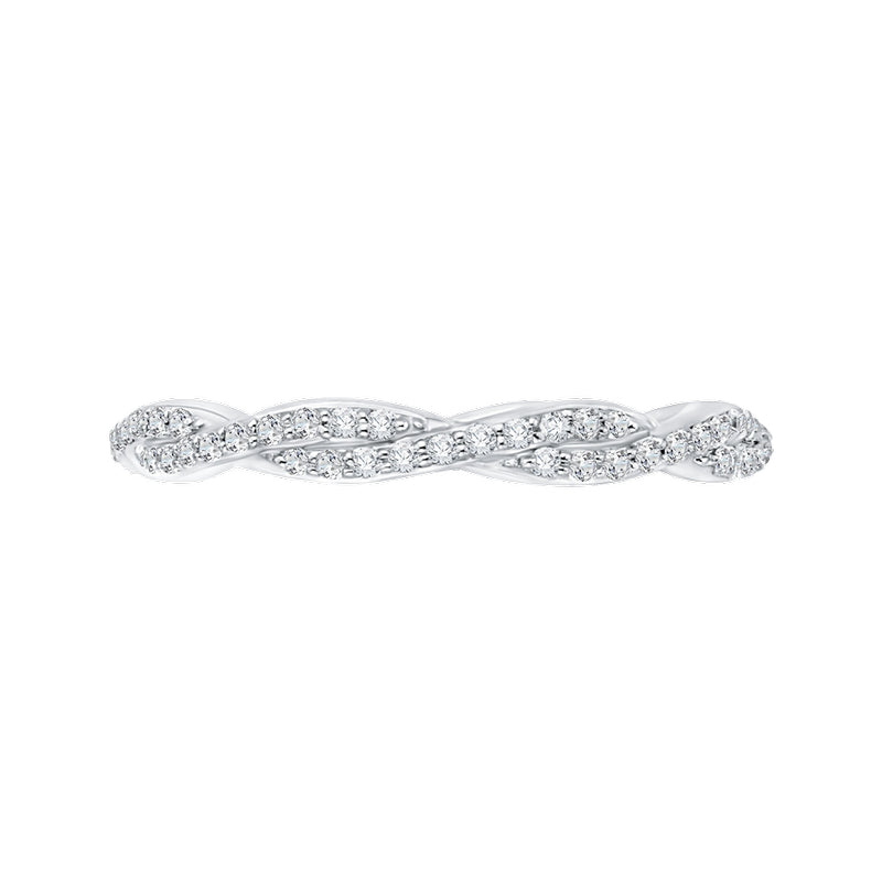 Shah Luxury 14K White Gold Round Eternity Diamond Wedding Band with Criss-Cross Crossover Shank