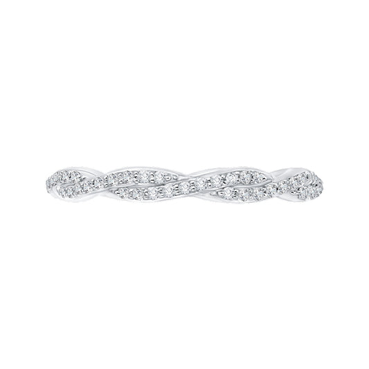 Shah Luxury 14K White Gold Round Eternity Diamond Wedding Band with Criss-Cross Crossover Shank