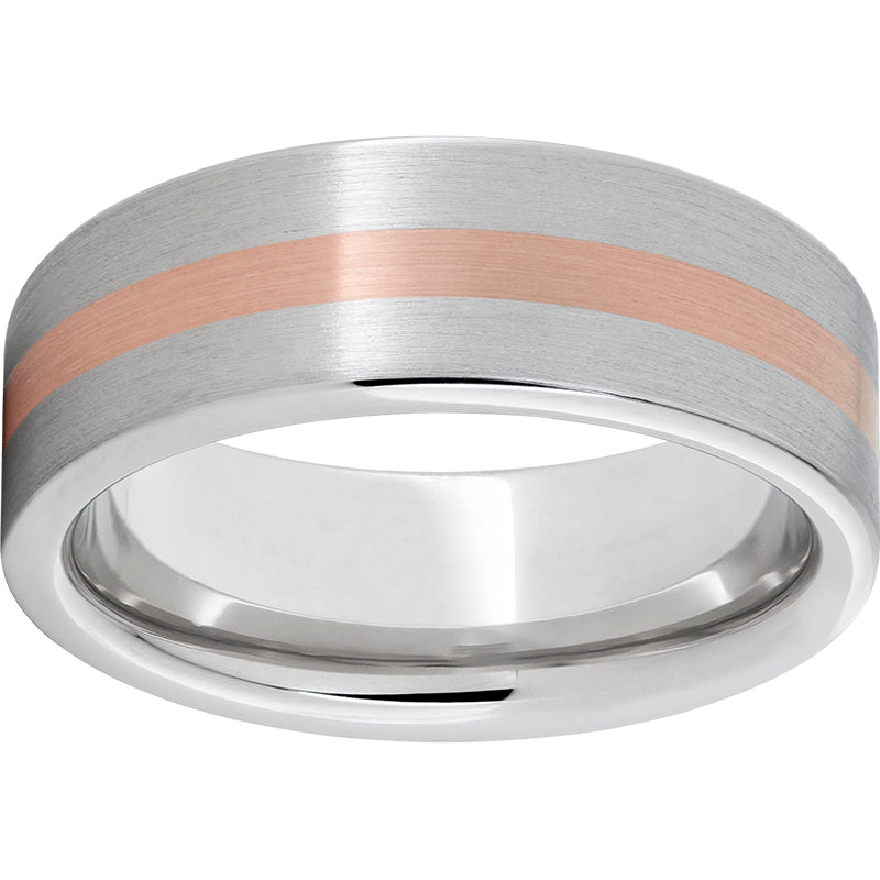 Serinium Pipe Cut Band with 14K Rose Gold Inlay