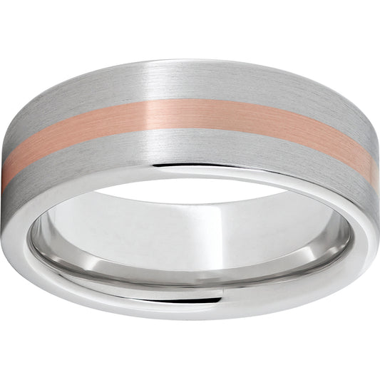 Serinium Pipe Cut Band with 14K Rose Gold Inlay