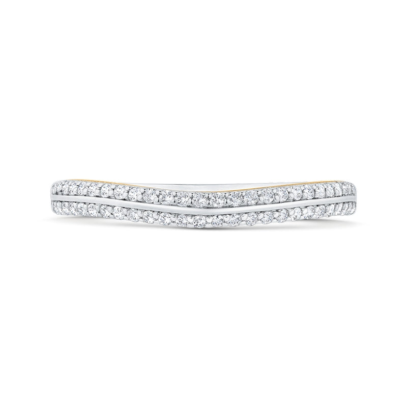 Shah Luxury 14K Two-Tone Gold Diamond Wedding Band with Euro Shank